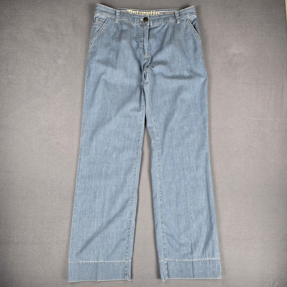 Tintoretto Pants Womens‎ 34 Blue Straight Leg Cotton Trousers Casual Made Turkey - Picture 2 of 16